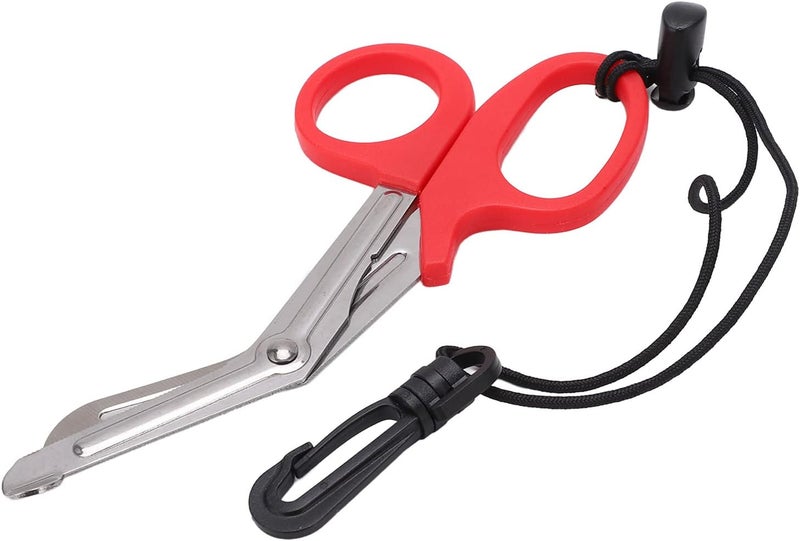 equlup Dive Shears, Stainless Steel Safety Scuba Diving Scissors Dual Serrated Blades Safety Sea Snips with Lanyard and Buckle for Diving Swimming Exploration - Image 1